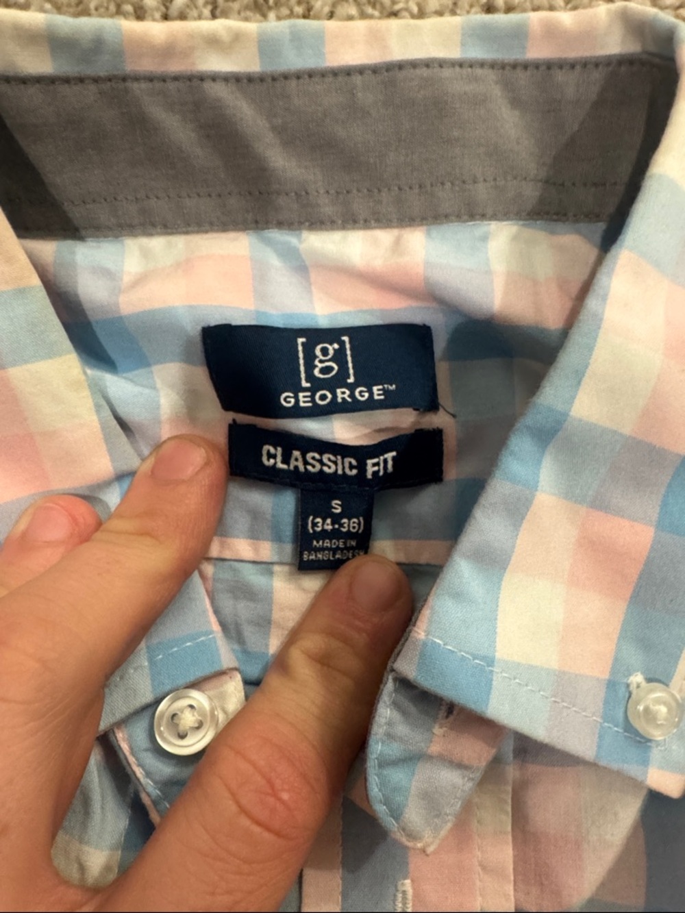 George Light Blue and Pink Plaid Button-Up Shirt - Picture 2 of 2